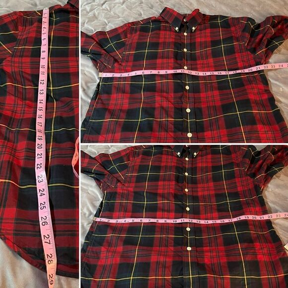 Turnbury Red Plaid Button Down Shirt Button Collar M 33 - Picture 9 of 10